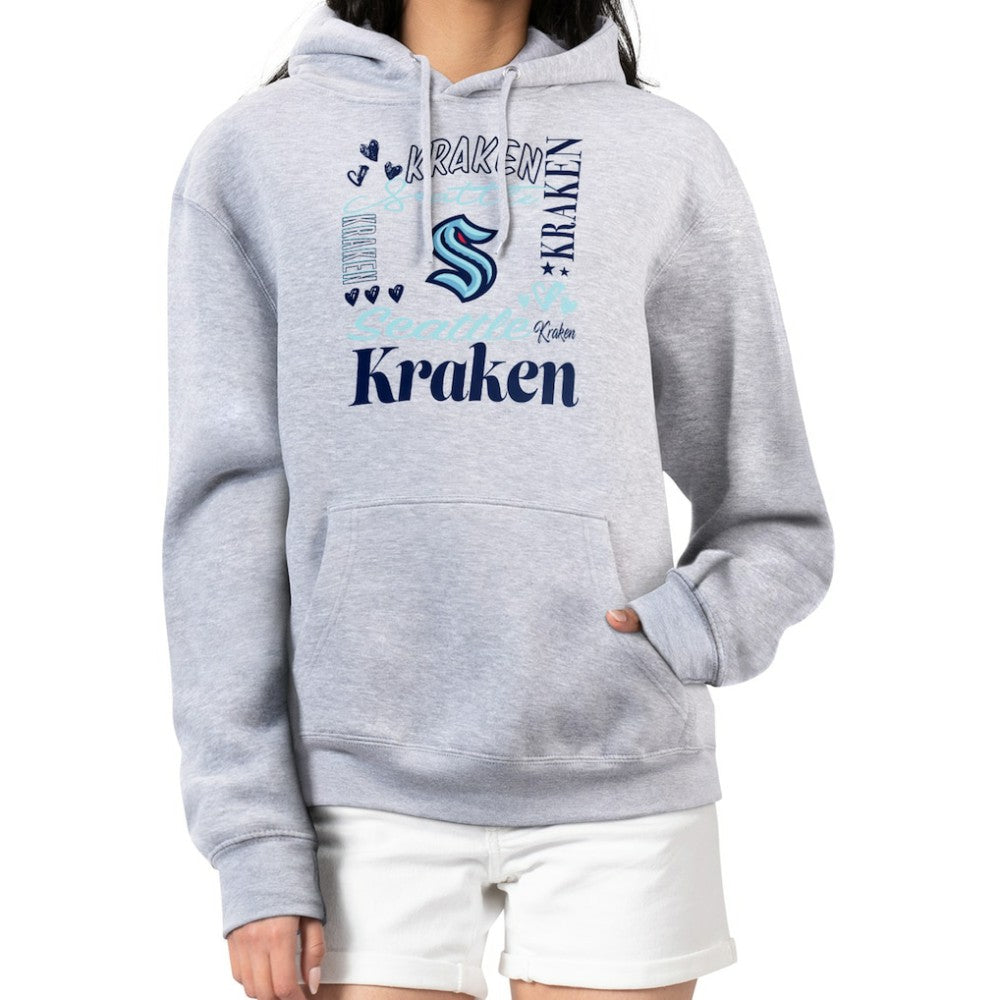 Seattle Kraken G-III 4Her by Carl Banks Women's Collage Team Graphic Tri-Blend Fleece Pullover Hoodie - Heather Gray - NHL