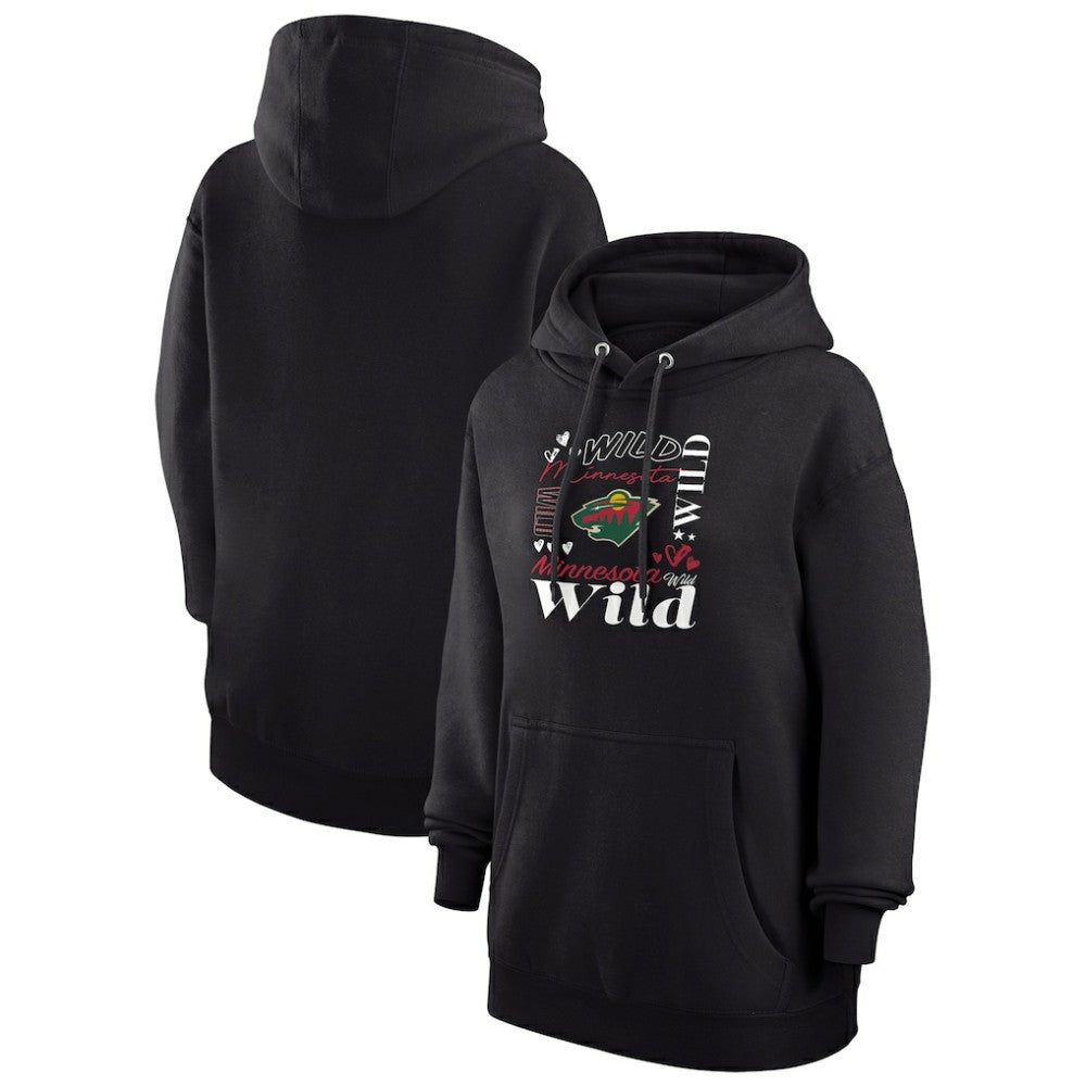 Minnesota Wild G-III 4Her by Carl Banks Women's Collage Team Graphic Tri-Blend Fleece Pullover Hoodie - Black - NHL