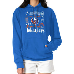 New York Islanders G-III 4Her by Carl Banks Women's Collage Team Graphic Tri-Blend Fleece Pullover Hoodie - Royal - NHL
