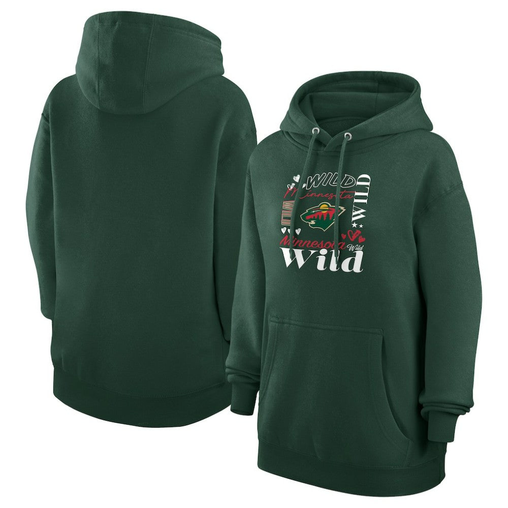 Minnesota Wild G-III 4Her by Carl Banks Women's Collage Team Graphic Tri-Blend Fleece Pullover Hoodie - Olive - NHL