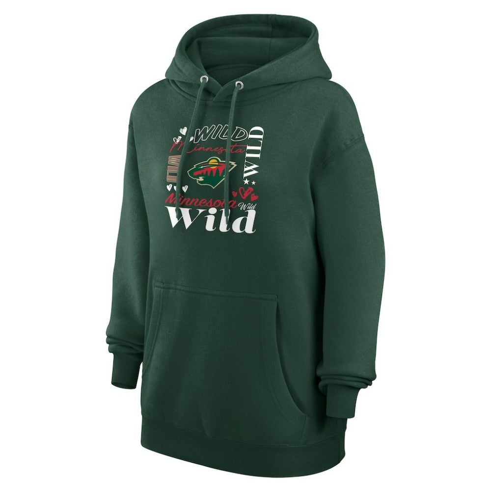 Minnesota Wild G-III 4Her by Carl Banks Women's Collage Team Graphic Tri-Blend Fleece Pullover Hoodie - Olive - NHL
