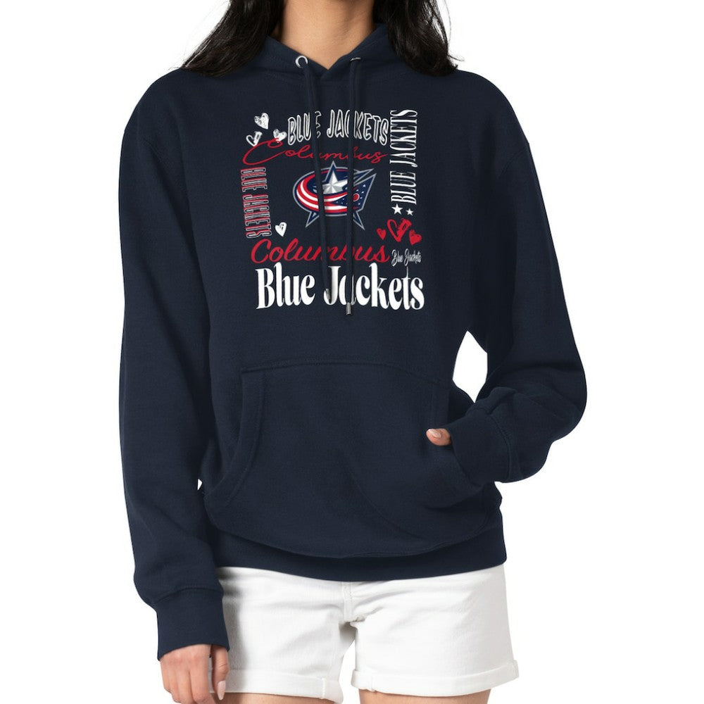 Columbus Blue Jackets G-III 4Her by Carl Banks Women's Collage Team Graphic Tri-Blend Fleece Pullover Hoodie - Navy - NHL