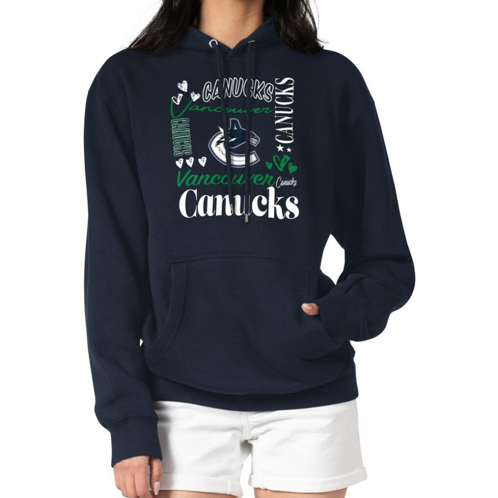 Vancouver Canucks G-III 4Her by Carl Banks Women's Collage Team Graphic Tri-Blend Fleece Pullover Hoodie - Navy - NHL