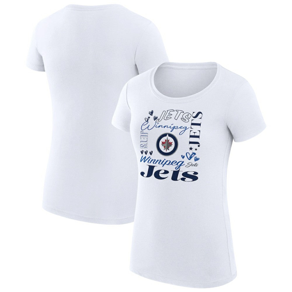 Winnipeg Jets G-III 4Her by Carl Banks Women's Super-Slim Fit Lightweight Collage Team Graphic T-Shirt - White - NHL