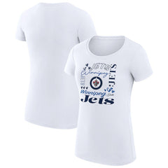 Winnipeg Jets G-III 4Her by Carl Banks Women's Super-Slim Fit Lightweight Collage Team Graphic T-Shirt - White - NHL