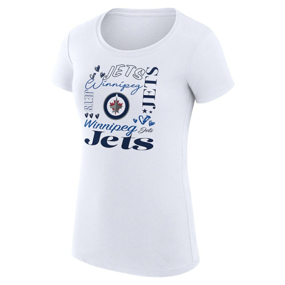 Winnipeg Jets G-III 4Her by Carl Banks Women's Super-Slim Fit Lightweight Collage Team Graphic T-Shirt - White - NHL