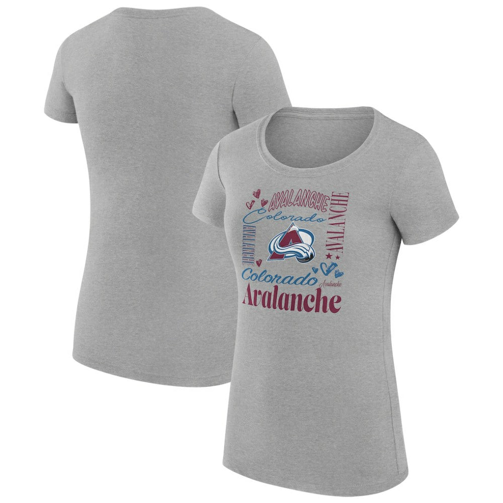 Colorado Avalanche G-III 4Her by Carl Banks Women's Super-Slim Fit Lightweight Collage Team Graphic T-Shirt - Heather Gray - NHL