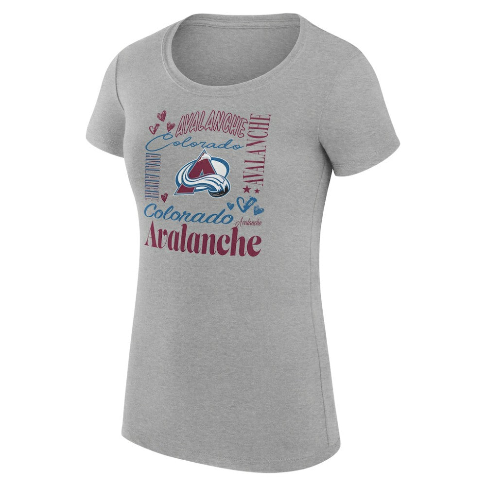 Colorado Avalanche G-III 4Her by Carl Banks Women's Super-Slim Fit Lightweight Collage Team Graphic T-Shirt - Heather Gray - NHL
