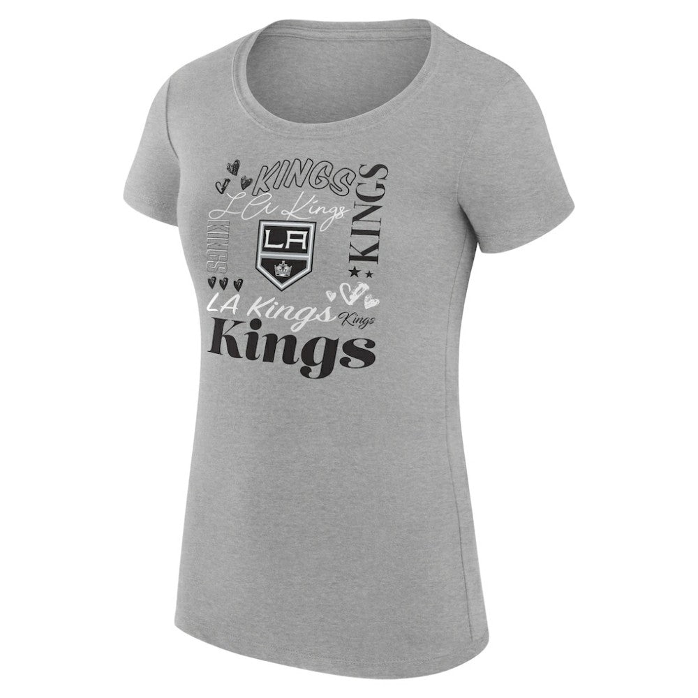 Los Angeles Kings G-III 4Her by Carl Banks Women's Super-Slim Fit Lightweight Collage Team Graphic T-Shirt - Heather Gray - NHL