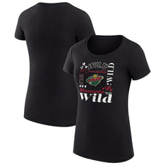 Minnesota Wild G-III 4Her by Carl Banks Women's Super-Slim Fit Lightweight Collage Team Graphic T-Shirt - Black - NHL