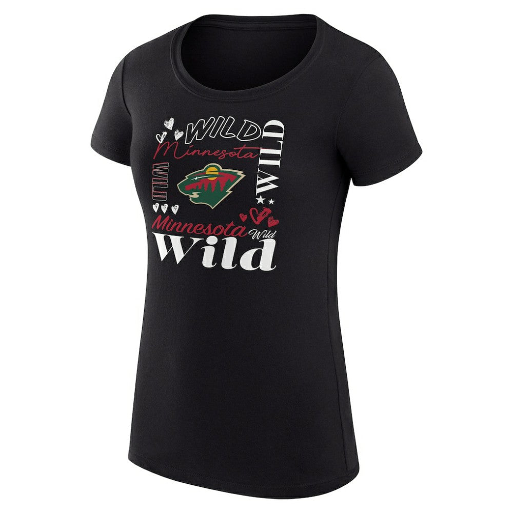 Minnesota Wild G-III 4Her by Carl Banks Women's Super-Slim Fit Lightweight Collage Team Graphic T-Shirt - Black - NHL