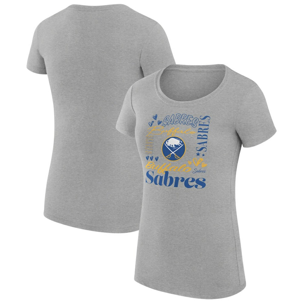 Buffalo Sabres G-III 4Her by Carl Banks Women's Super-Slim Fit Lightweight Collage Team Graphic T-Shirt - Heather Gray - NHL