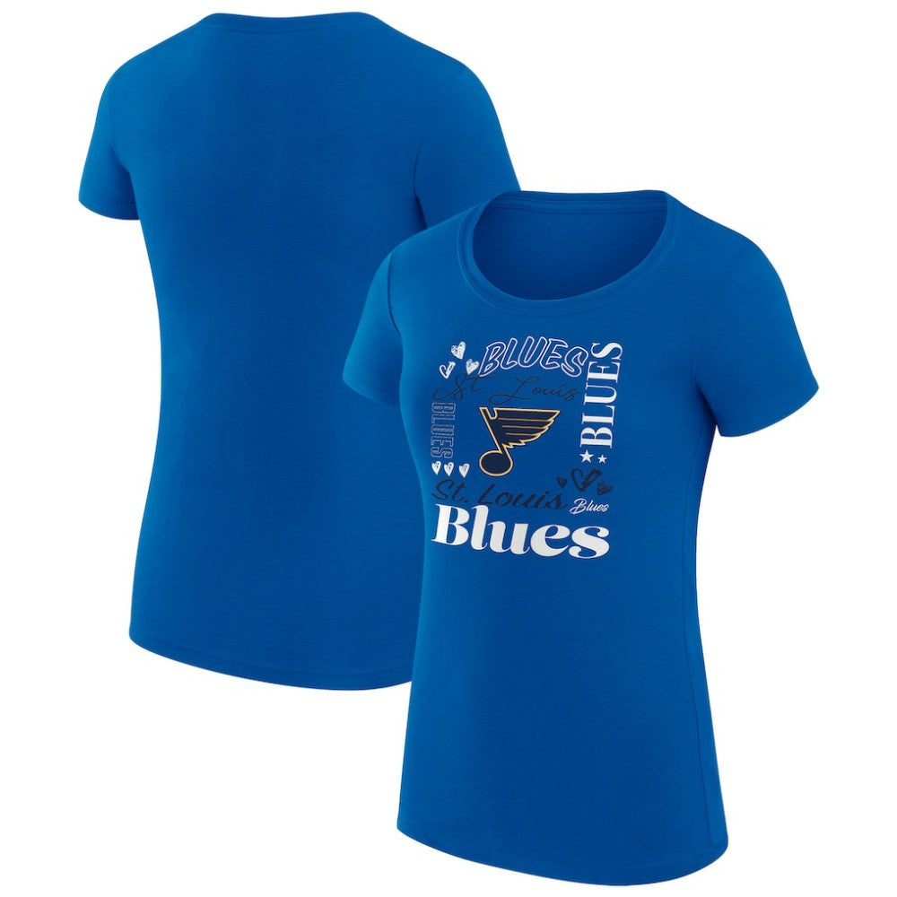 St. Louis Blues G-III 4Her by Carl Banks Women's Super-Slim Fit Lightweight Collage Team Graphic T-Shirt - Blue - NHL