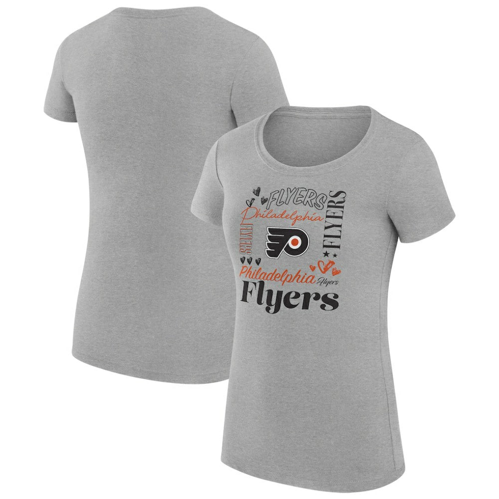 Philadelphia Flyers G-III 4Her by Carl Banks Women's Super-Slim Fit Lightweight Collage Team Graphic T-Shirt - Heather Gray - NHL