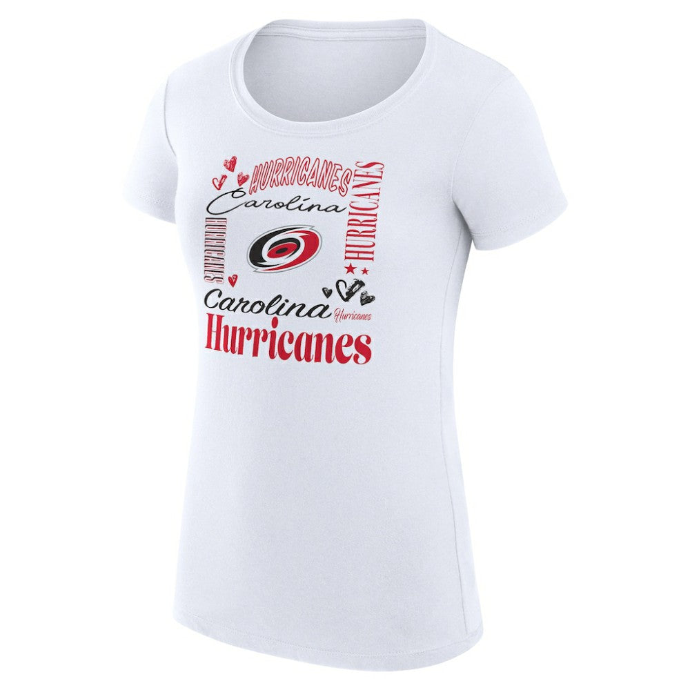 Carolina Hurricanes G-III 4Her by Carl Banks Women's Super-Slim Fit Lightweight Collage Team Graphic T-Shirt - White - NHL