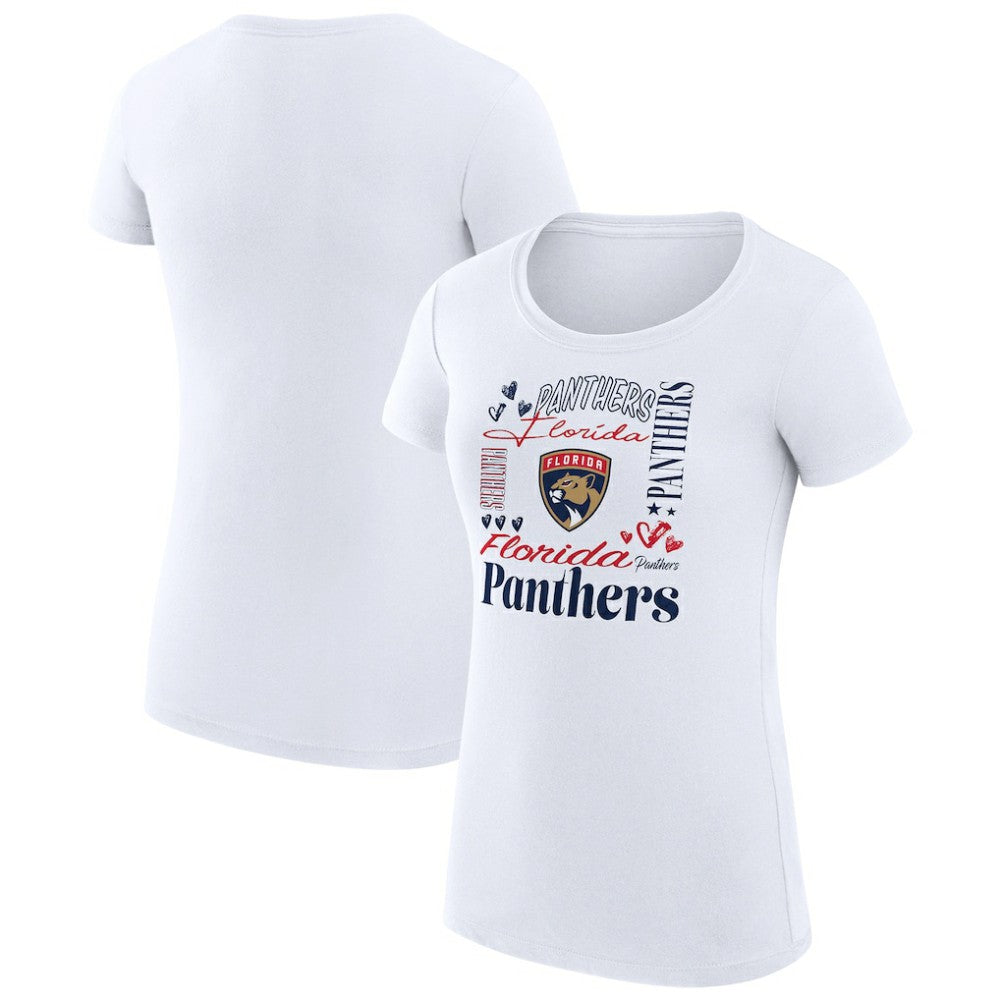 Florida Panthers G-III 4Her by Carl Banks Women's Super-Slim Fit Lightweight Collage Team Graphic T-Shirt - White - NHL
