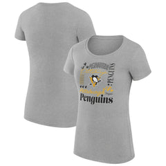 Pittsburgh Penguins G-III 4Her by Carl Banks Women's Super-Slim Fit Lightweight Collage Team Graphic T-Shirt - Heather Gray - NHL