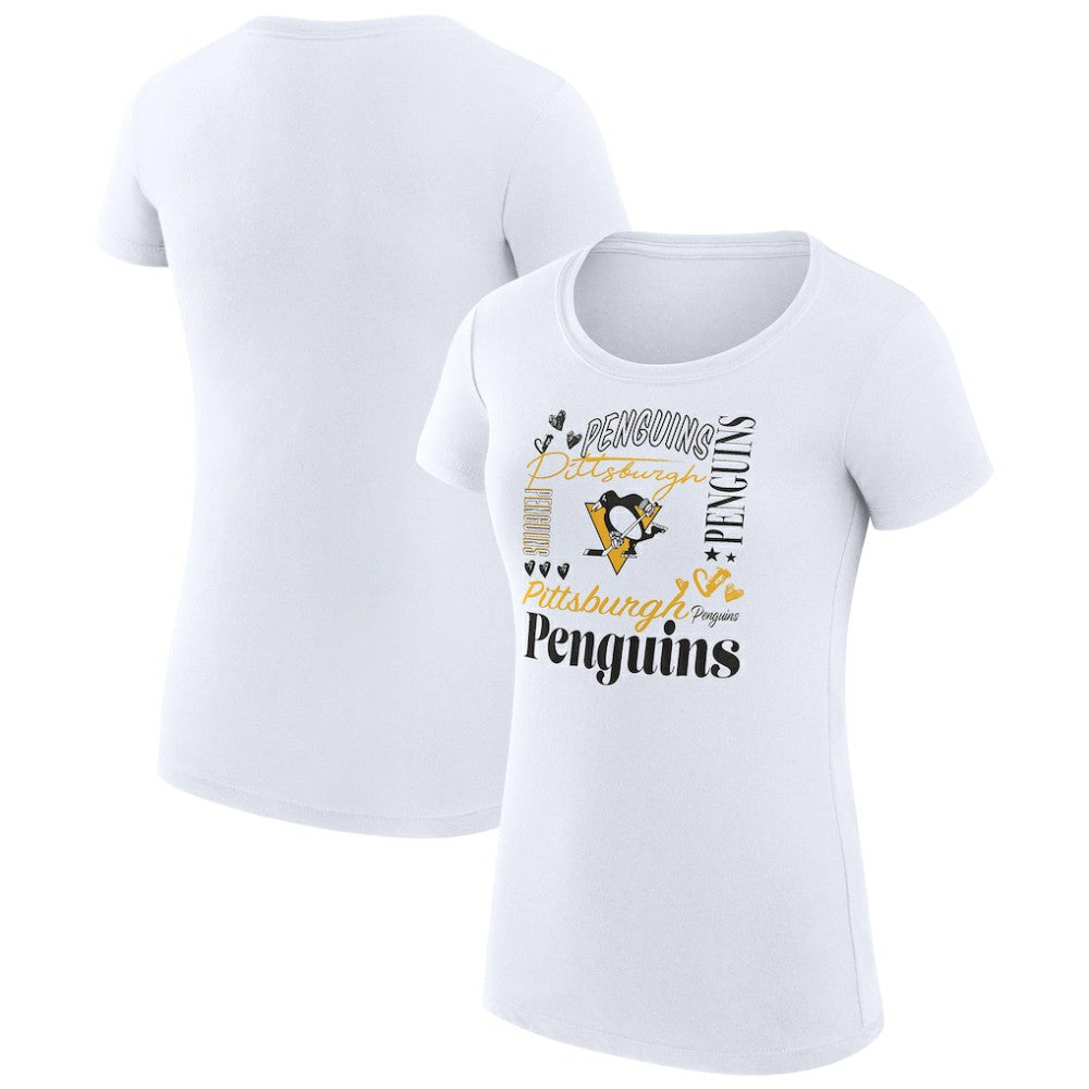 Pittsburgh Penguins G-III 4Her by Carl Banks Women's Super-Slim Fit Lightweight Collage Team Graphic T-Shirt - White - NHL
