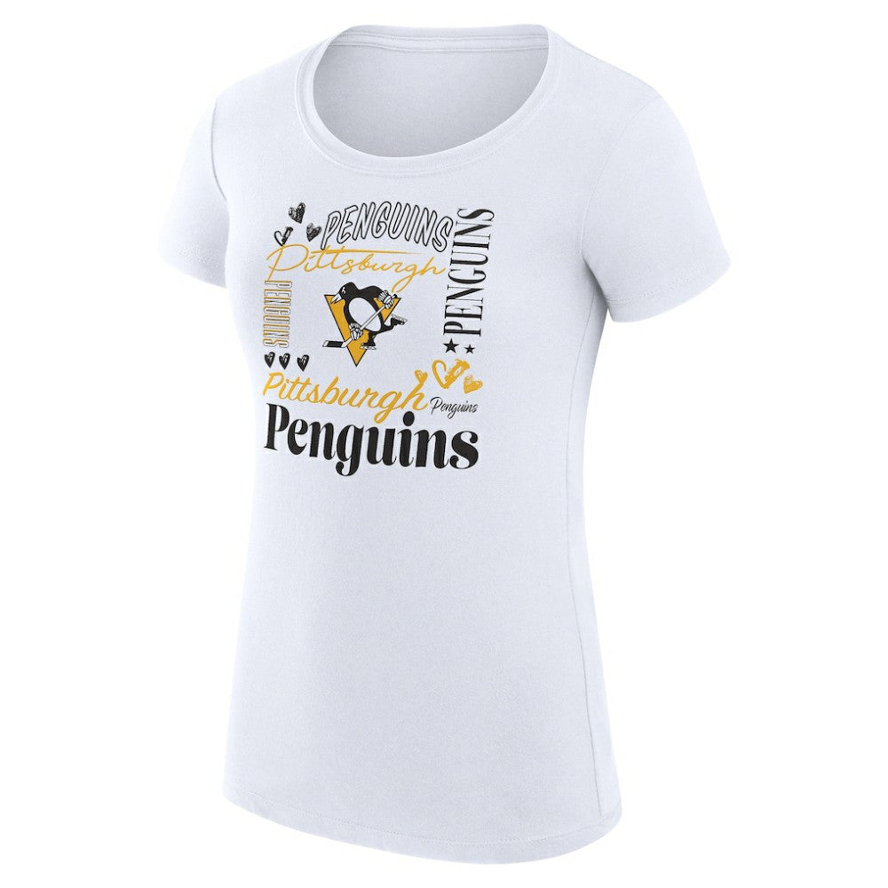Pittsburgh Penguins G-III 4Her by Carl Banks Women's Super-Slim Fit Lightweight Collage Team Graphic T-Shirt - White - NHL