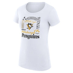 Pittsburgh Penguins G-III 4Her by Carl Banks Women's Super-Slim Fit Lightweight Collage Team Graphic T-Shirt - White - NHL
