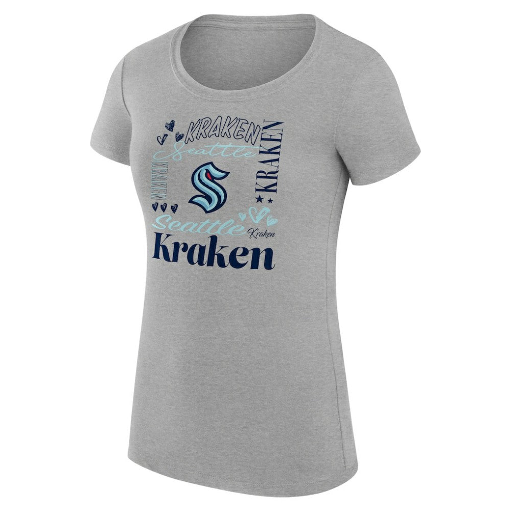 Seattle Kraken G-III 4Her by Carl Banks Women's Super-Slim Fit Lightweight Collage Team Graphic T-Shirt - Heather Gray - NHL
