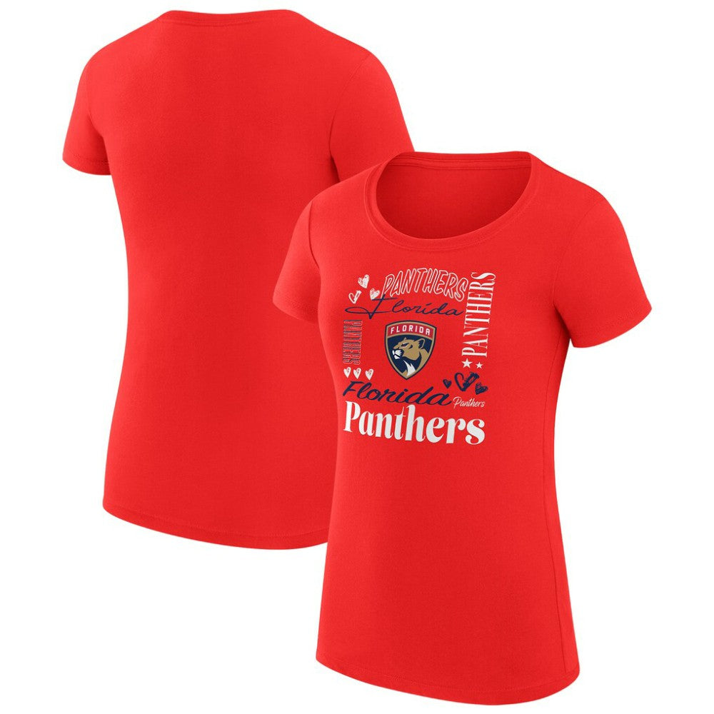 Florida Panthers G-III 4Her by Carl Banks Women's Super-Slim Fit Lightweight Collage Team Graphic T-Shirt - Red - NHL