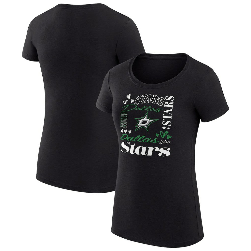 Dallas Stars G-III 4Her by Carl Banks Women's Super-Slim Fit Lightweight Collage Team Graphic T-Shirt - Black - NHL