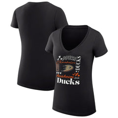 Anaheim Ducks G-III 4Her by Carl Banks Women's Super-Slim Fit Lightweight Collage Team Graphic T-Shirt - Black - NHL