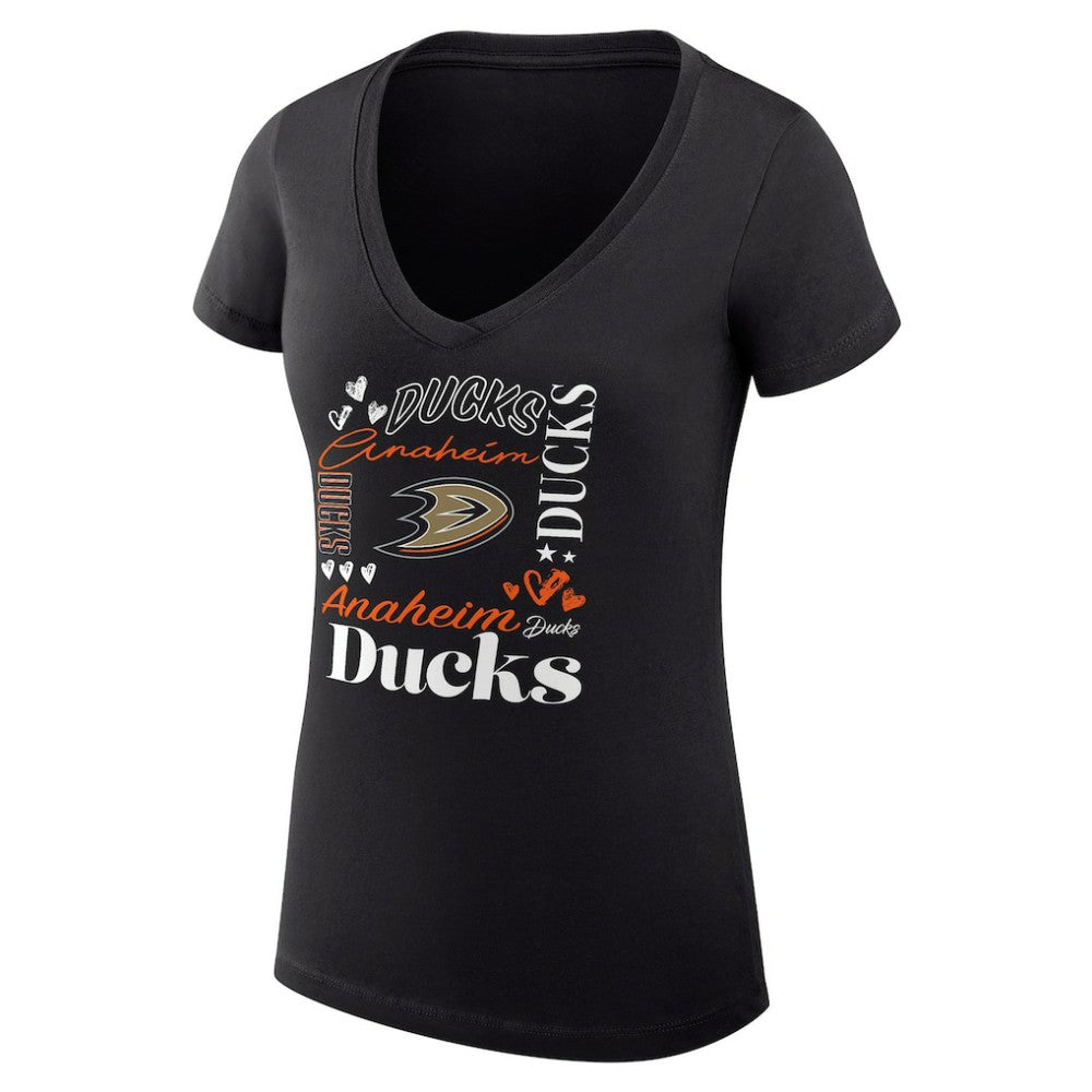 Anaheim Ducks G-III 4Her by Carl Banks Women's Super-Slim Fit Lightweight Collage Team Graphic T-Shirt - Black - NHL