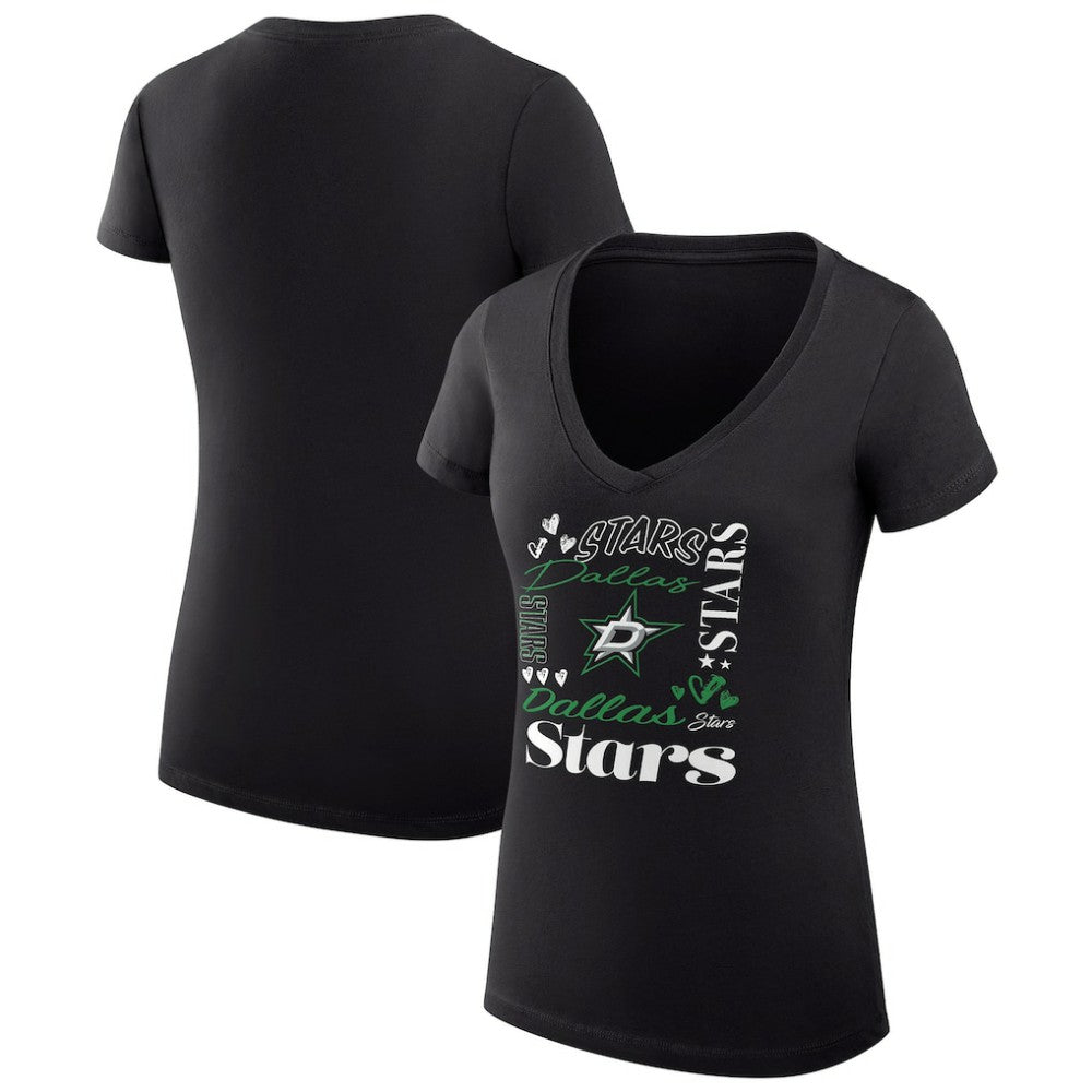 Dallas Stars G-III 4Her by Carl Banks Women's Super-Slim Fit Lightweight Collage Team Graphic T-Shirt - Black - NHL