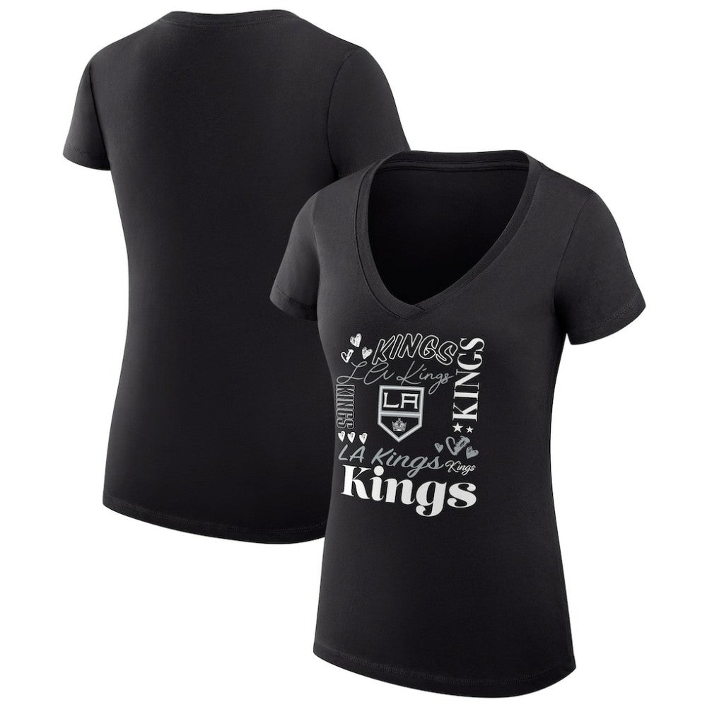 Los Angeles Kings G-III 4Her by Carl Banks Women's Super-Slim Fit Lightweight Collage Team Graphic T-Shirt - Black - NHL