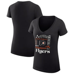 Philadelphia Flyers G-III 4Her by Carl Banks Women's Super-Slim Fit Lightweight Collage Team Graphic T-Shirt - Black - NHL