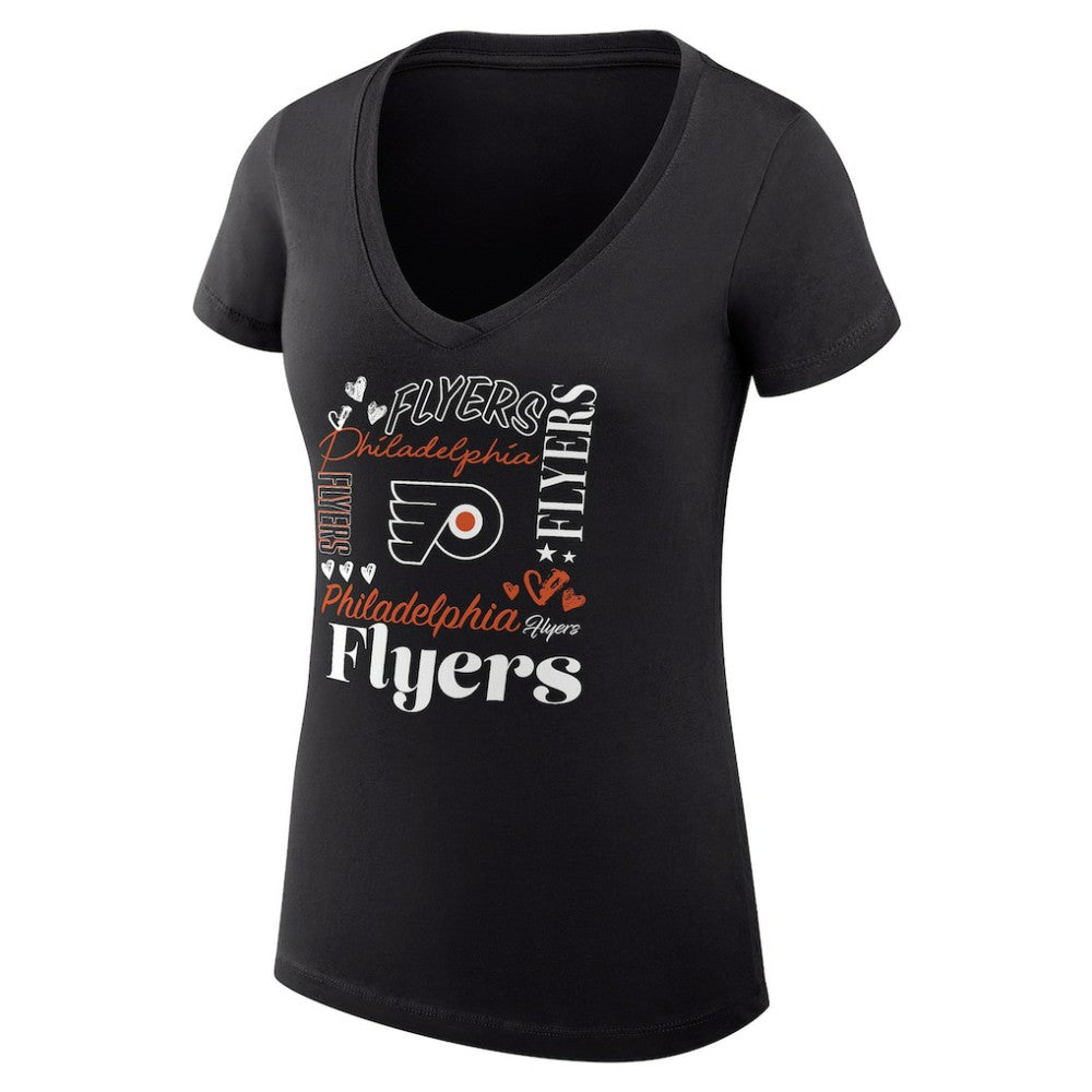 Philadelphia Flyers G-III 4Her by Carl Banks Women's Super-Slim Fit Lightweight Collage Team Graphic T-Shirt - Black - NHL