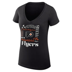 Philadelphia Flyers G-III 4Her by Carl Banks Women's Super-Slim Fit Lightweight Collage Team Graphic T-Shirt - Black - NHL
