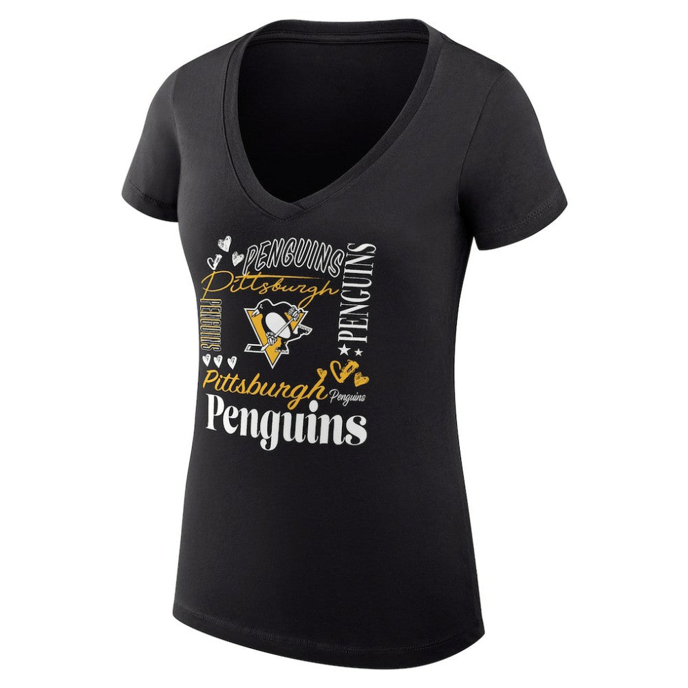 Pittsburgh Penguins G-III 4Her by Carl Banks Women's Super-Slim Fit Lightweight Collage Team Graphic T-Shirt - Black - NHL