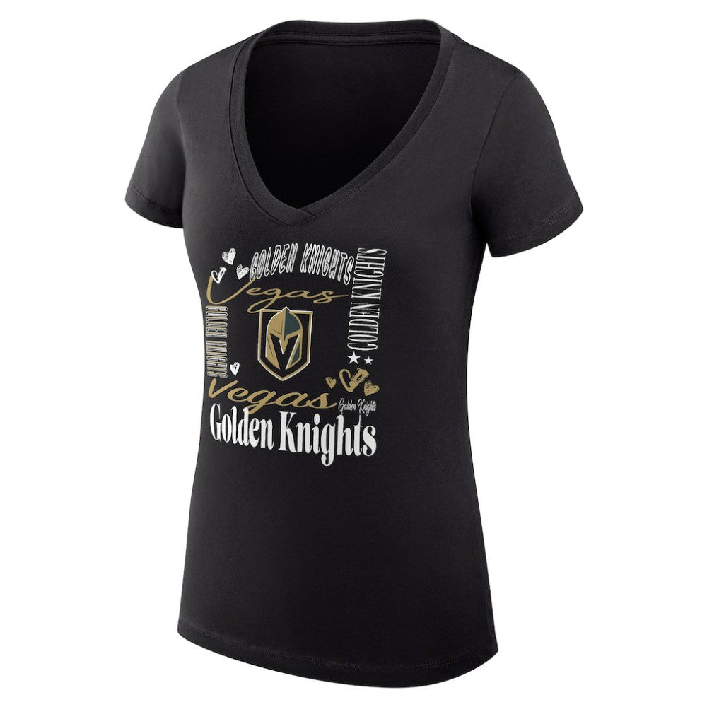 Vegas Golden Knights G-III 4Her by Carl Banks Women's Super-Slim Fit Lightweight Collage Team Graphic T-Shirt - Black - NHL