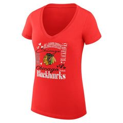 Chicago Blackhawks G-III 4Her by Carl Banks Women's Super-Slim Fit Lightweight Collage Team Graphic T-Shirt - Red - NHL