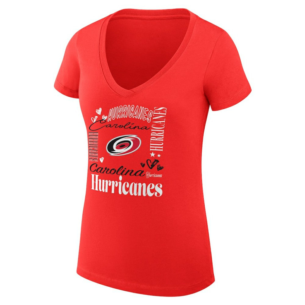 Carolina Hurricanes G-III 4Her by Carl Banks Women's Super-Slim Fit Lightweight Collage Team Graphic T-Shirt - Red - NHL