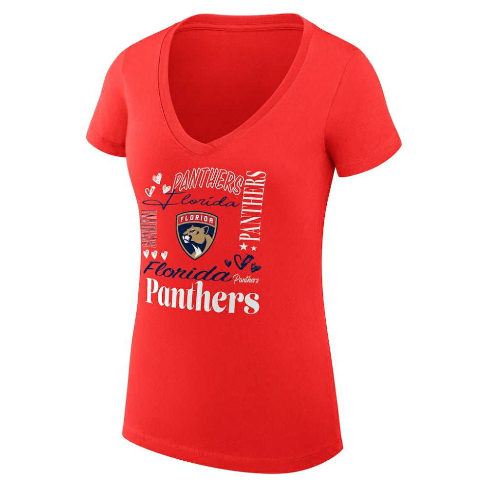 Florida Panthers G-III 4Her by Carl Banks Women's Super-Slim Fit Lightweight Collage Team Graphic T-Shirt - Red - NHL
