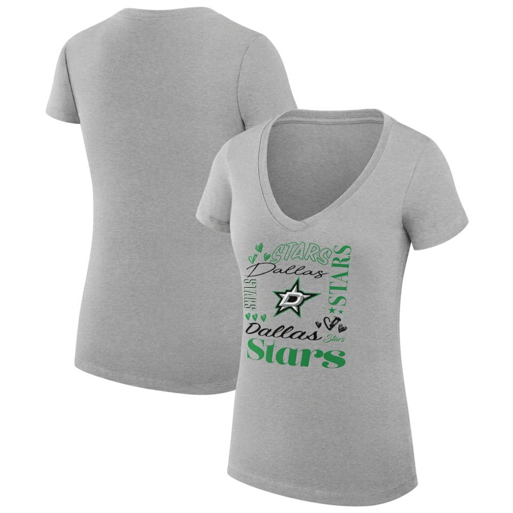 Dallas Stars G-III 4Her by Carl Banks Women's Super-Slim Fit Lightweight Collage Team Graphic T-Shirt - Heather Gray - NHL