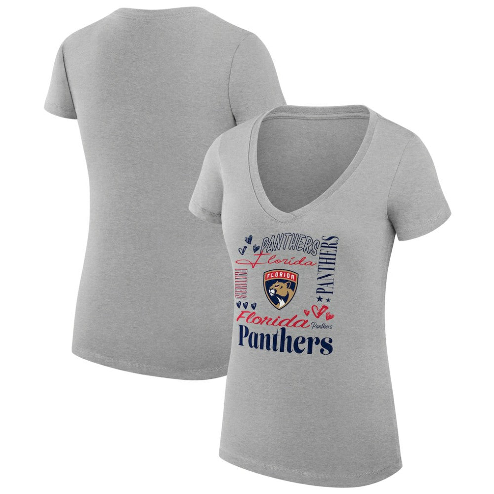 Florida Panthers G-III 4Her by Carl Banks Women's Super-Slim Fit Lightweight Collage Team Graphic T-Shirt - Heather Gray - NHL