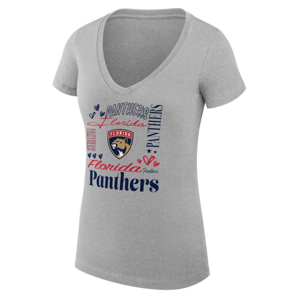 Florida Panthers G-III 4Her by Carl Banks Women's Super-Slim Fit Lightweight Collage Team Graphic T-Shirt - Heather Gray - NHL