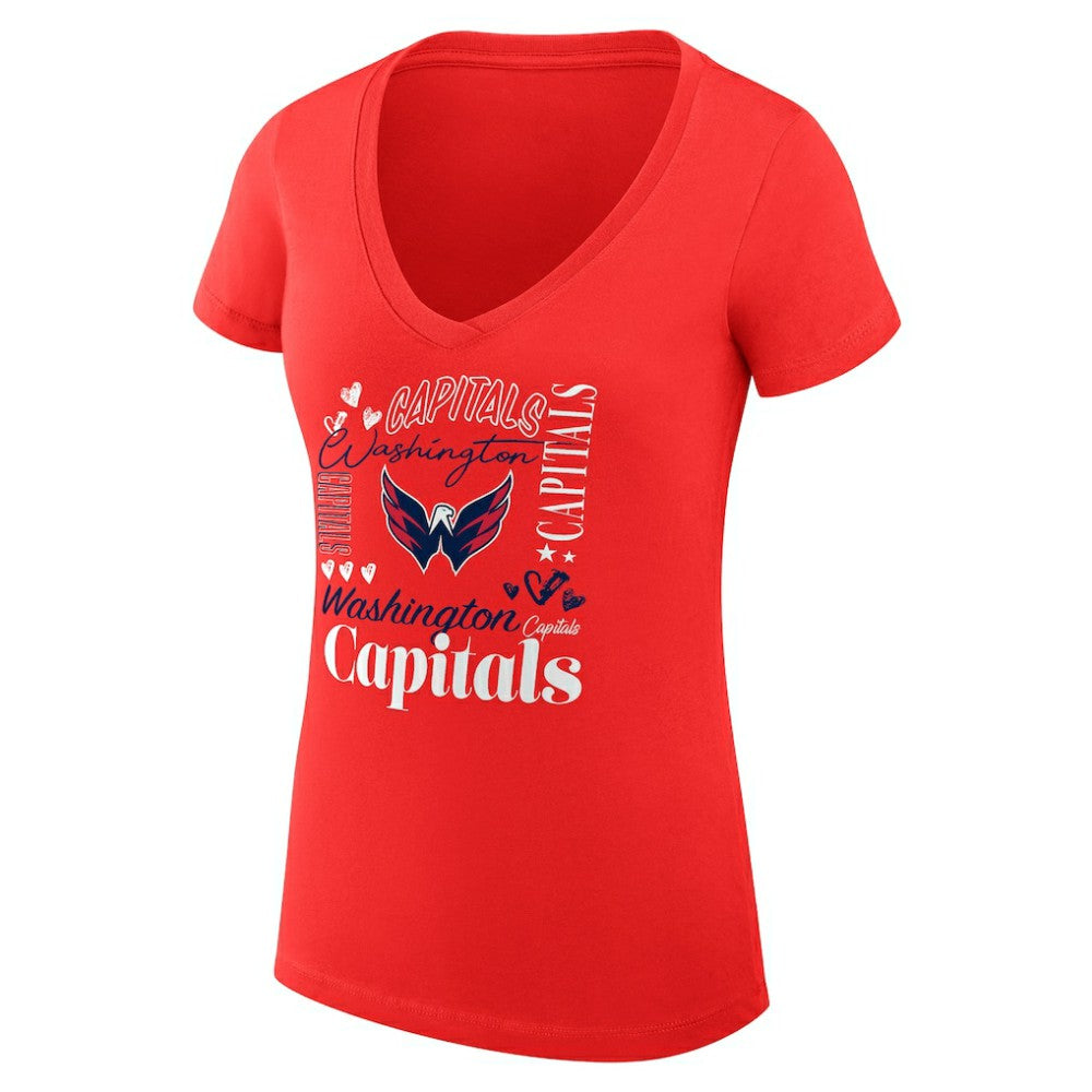Washington Capitals G-III 4Her by Carl Banks Women's Super-Slim Fit Lightweight Collage Team Graphic T-Shirt - Red - NHL