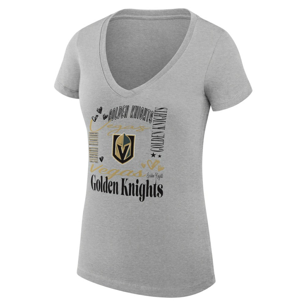 Vegas Golden Knights G-III 4Her by Carl Banks Women's Super-Slim Fit Lightweight Collage Team Graphic T-Shirt - Heather Gray - NHL