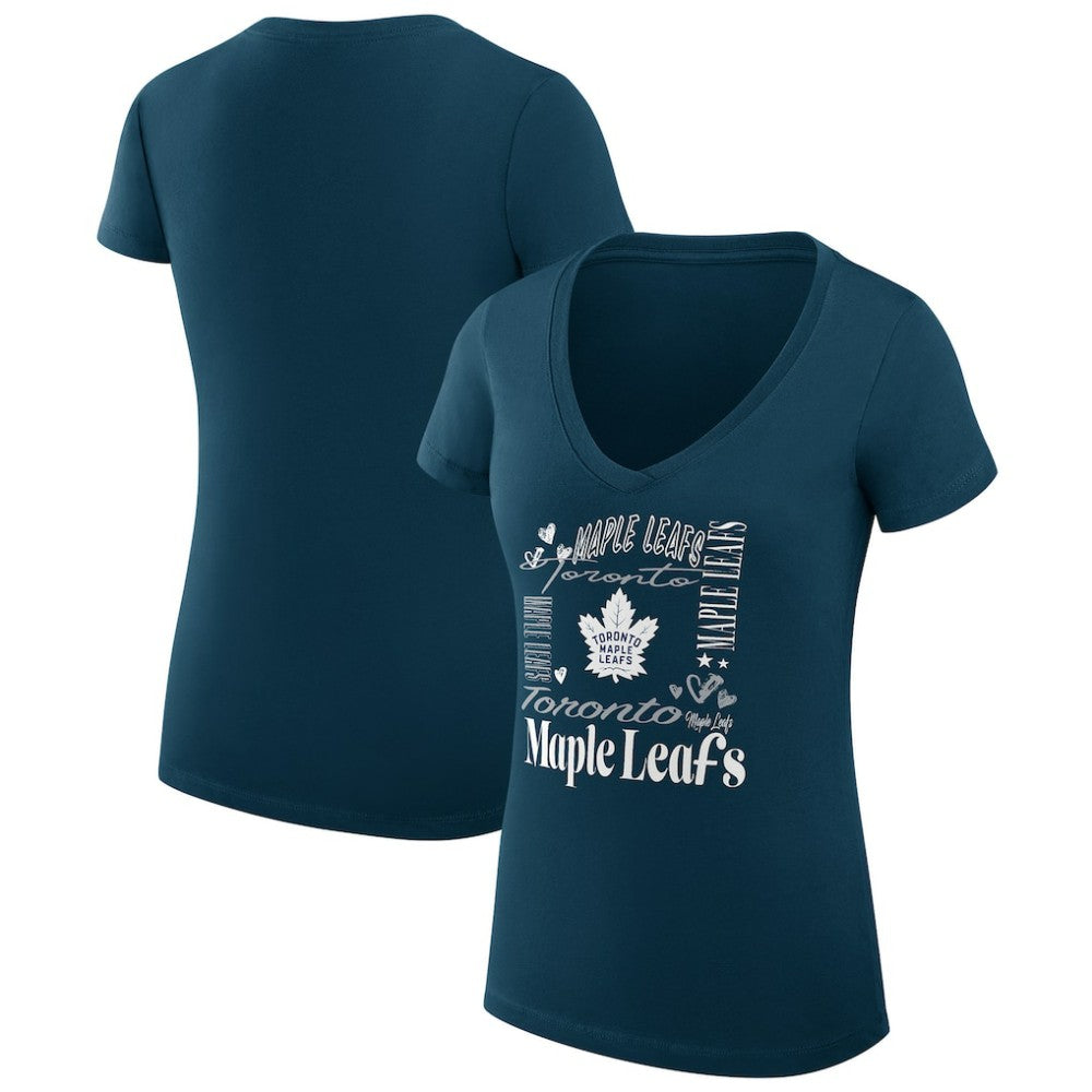 Toronto Maple Leafs G-III 4Her by Carl Banks Women's Super-Slim Fit Lightweight Collage Team Graphic T-Shirt - Blue - NHL
