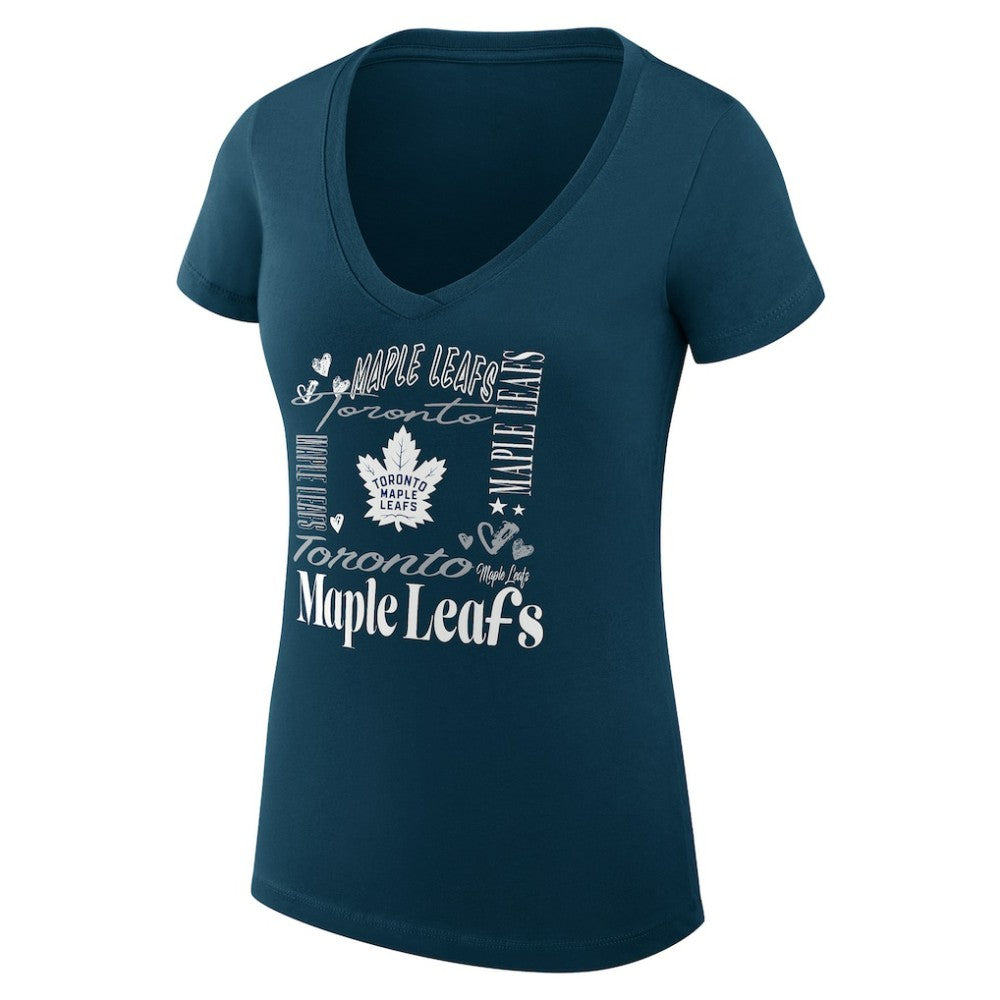 Toronto Maple Leafs G-III 4Her by Carl Banks Women's Super-Slim Fit Lightweight Collage Team Graphic T-Shirt - Blue - NHL