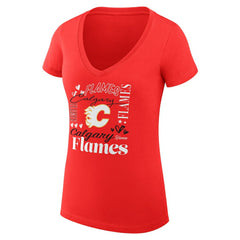 Calgary Flames G-III 4Her by Carl Banks Women's Super-Slim Fit Lightweight Collage Team Graphic T-Shirt - Red - NHL