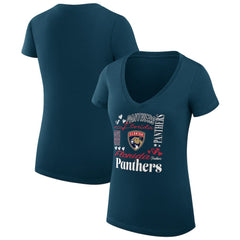 Florida Panthers G-III 4Her by Carl Banks Women's Super-Slim Fit Lightweight Collage Team Graphic T-Shirt - Navy - NHL