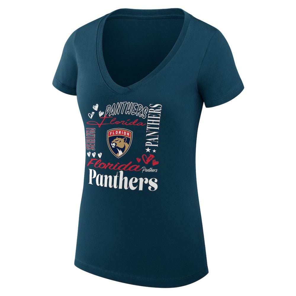 Florida Panthers G-III 4Her by Carl Banks Women's Super-Slim Fit Lightweight Collage Team Graphic T-Shirt - Navy - NHL
