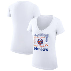 New York Islanders G-III 4Her by Carl Banks Women's Super-Slim Fit Lightweight Collage Team Graphic T-Shirt - White - NHL